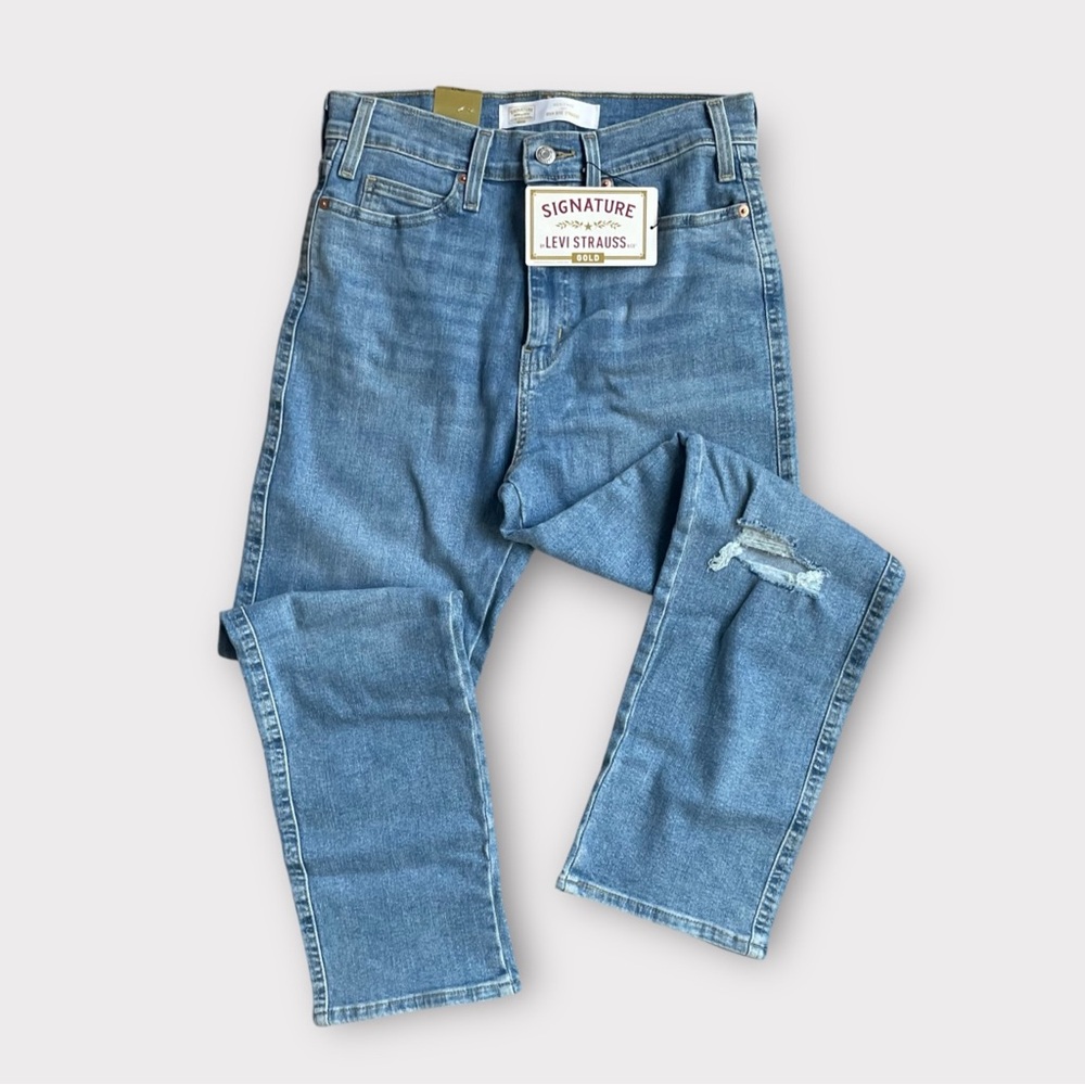Signature Levi Strauss Gold Heritage High Rise Straight Mom Jeans 6/W28 Stretch